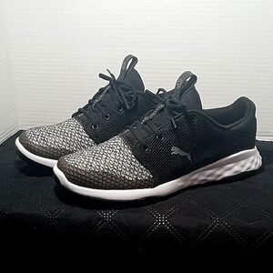 Puma Black and Gray Sneakers with Breathable Knit Upper fusion foam soles